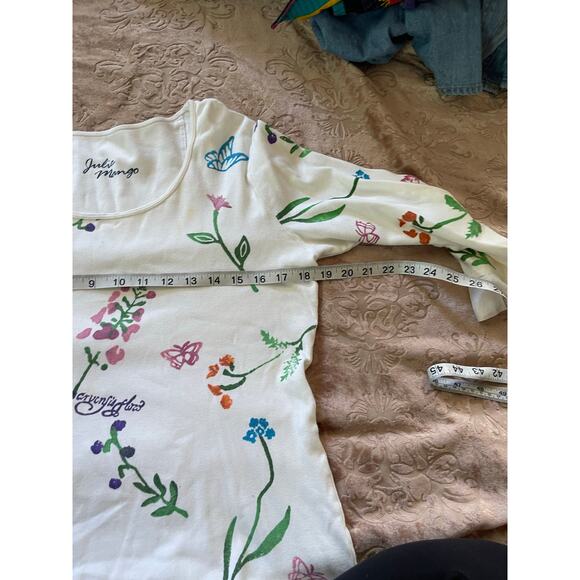 Vintage 90s y2k blouse with floral and butterfly print 3/4 length sleeves small‎ - Picture 4 of 5